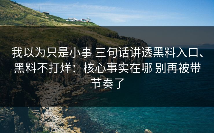 我以为只是小事 三句话讲透黑料入口、黑料不打烊：核心事实在哪 别再被带节奏了