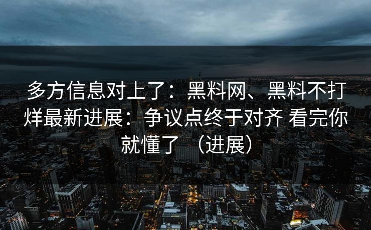 多方信息对上了：<strong>黑料网</strong>、黑料不打烊最新进展：争议点终于对齐 看完你就懂了 （进展）