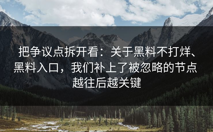 把争议点拆开看：关于黑料不打烊、黑料入口，我们补上了被忽略的节点 越往后越关键