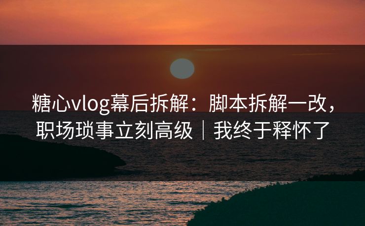 糖心vlog幕后拆解：脚本拆解一改，职场琐事立刻高级｜我终于释怀了