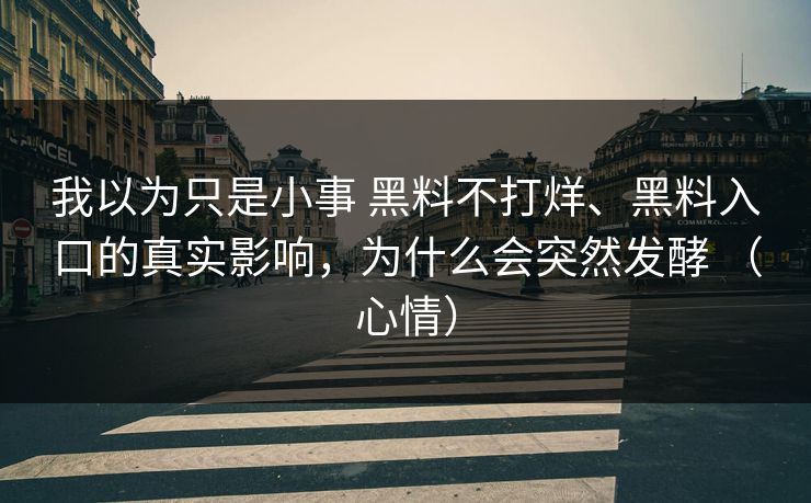 我以为只是小事 黑料不打烊、黑料入口的真实影响，为什么会突然发酵 （心情）