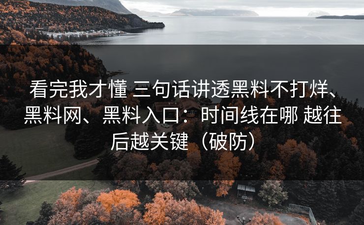 看完我才懂 三句话讲透黑料不打烊、黑料网、黑料入口：时间线在哪 越往后越关键（破防）