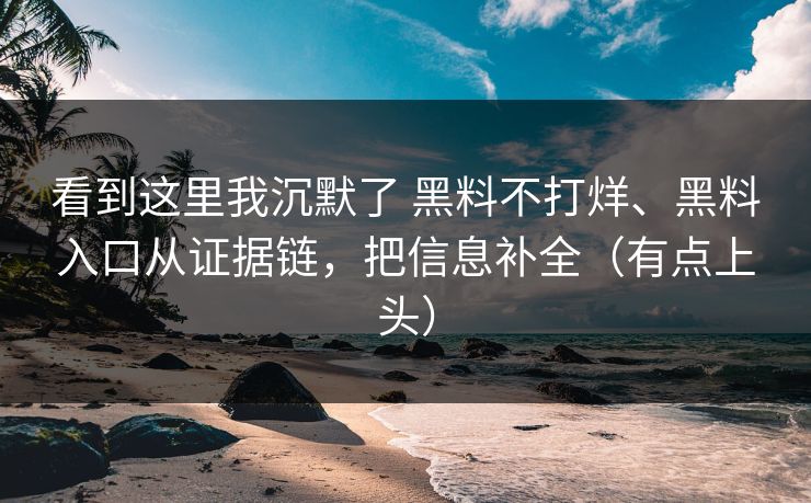 看到这里我沉默了 黑料不打烊、黑料入口从证据链，把信息补全（有点上头）