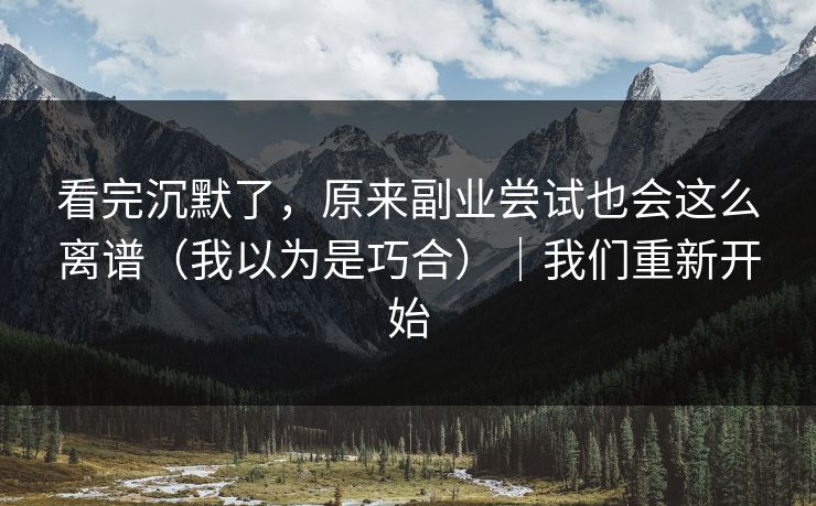 看完沉默了，原来副业尝试也会这么离谱（我以为是巧合）｜我们重新开始