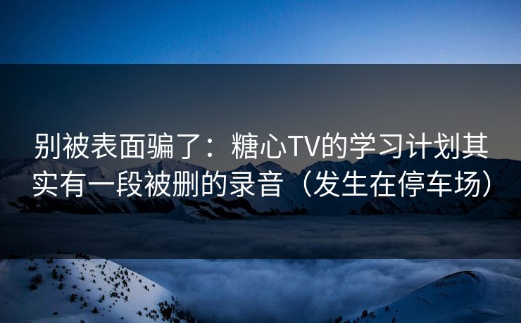 别被表面骗了：糖心TV的学习计划其实有一段被删的录音（发生在停车场）