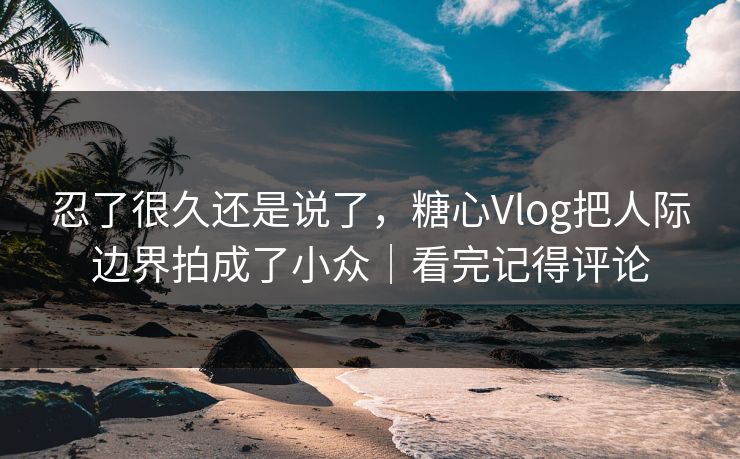 忍了很久还是说了，糖心Vlog把人际边界拍成了小众｜看完记得评论
