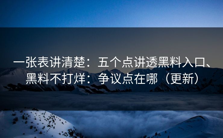 一张表讲清楚：五个点讲透黑料入口、黑料不打烊：争议点在哪（更新）