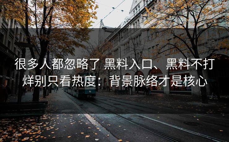 很多人都忽略了 黑料入口、黑料不打烊别只看热度：背景脉络才是核心