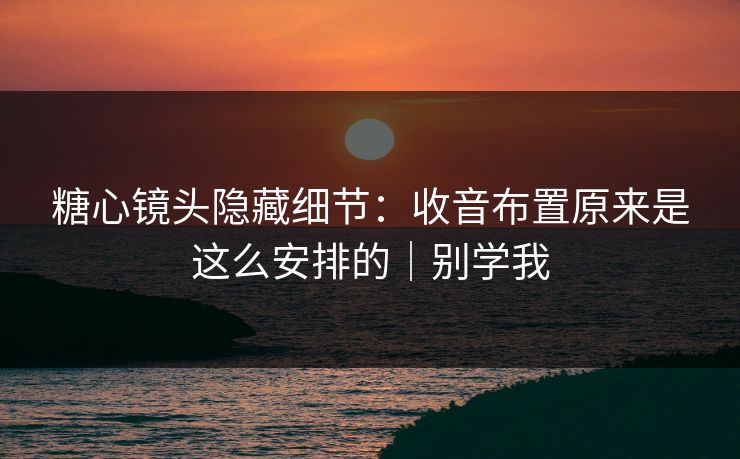糖心镜头隐藏细节：收音布置原来是这么安排的｜别学我