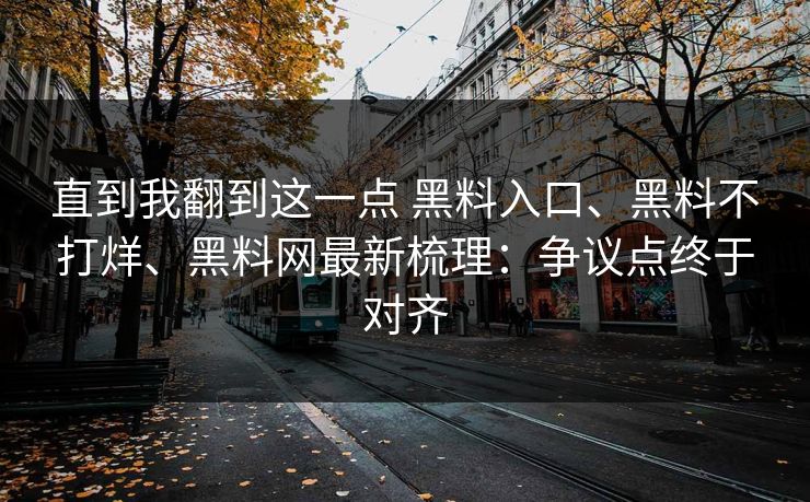 直到我翻到这一点 黑料入口、黑料不打烊、黑料网最新梳理：争议点终于对齐